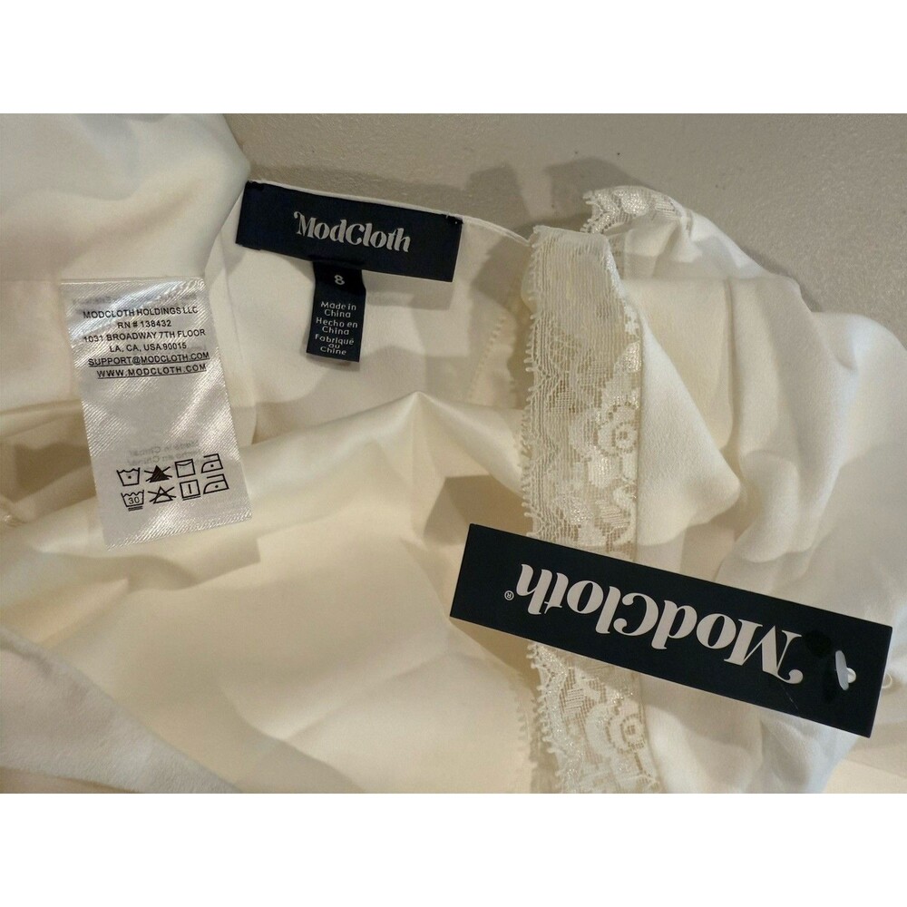 NEW Modcloth Maxi Dress Womens 8 White Lace You Down the Aisle Bridal Minimalist - Picture 4 of 6